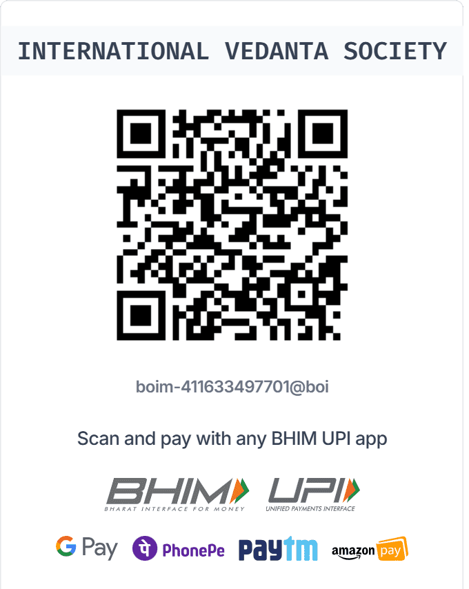 UPI QR code to donate to the International Vedanta Society